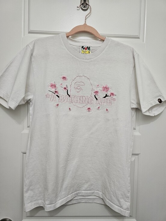Bape Tops - Bape A Bathing Ape White Cherry Blossom Logo T-Shirt Size S.